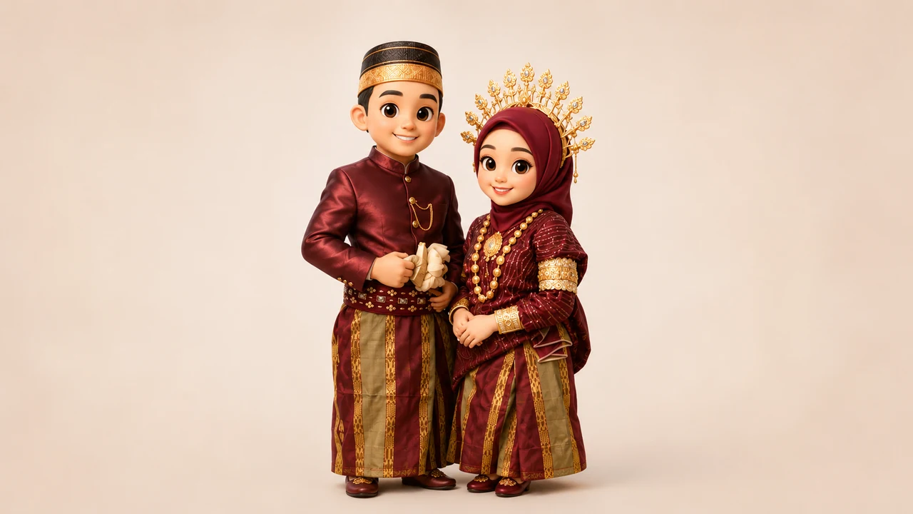Ilustrasi 3D pasangan mempelai